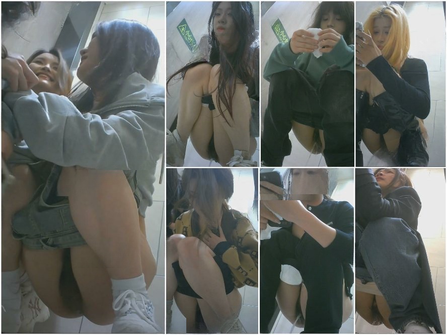 Public Restroom 新たに流出したプレミアムカップルの写真❤️ 3人の美しい女性の友人が一緒にトイレを使用している高解像度のパノラマ…
